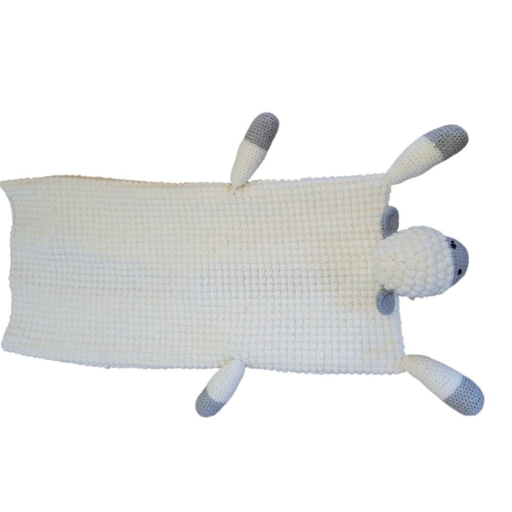 Handmade Crochet Lamb Sheep Decorative Floor or Railing Blanket White Gray Baby